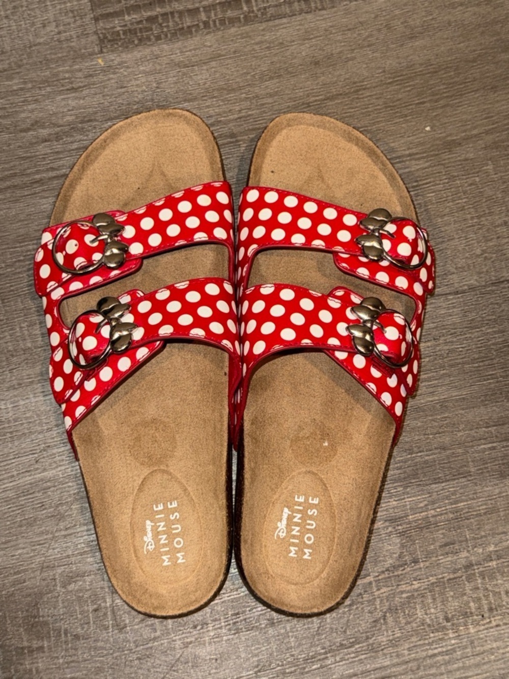 Disney Minnie Mouse Red Polka Dot Double-Buckle Slide Sandals